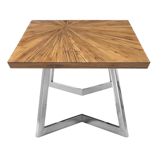 Gaberot Wooden Coffee Table With Silver Steel Base In Natural
