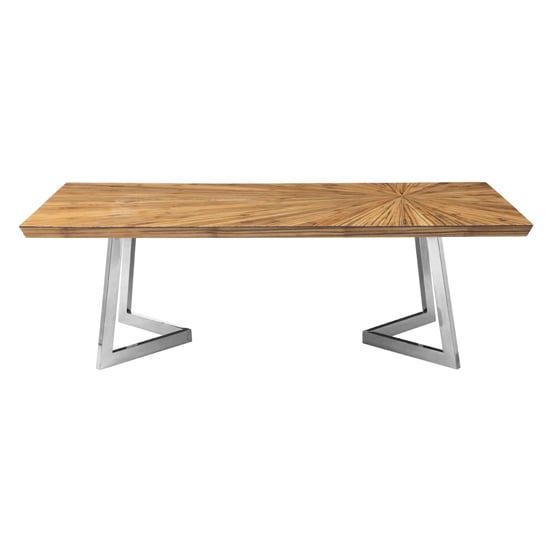 Product photograph of Gaberot Wooden Coffee Table With Silver Steel Base In Natural from Furniture in Fashion
