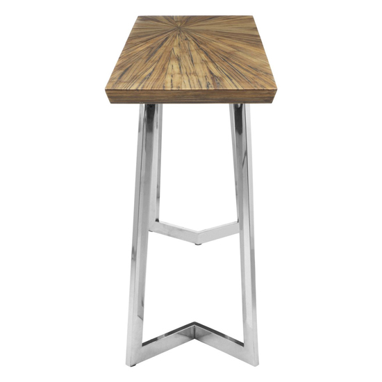 Gaberot Wooden Console Table With Silver Steel Base In Natural