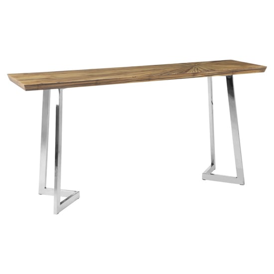 Product photograph of Gaberot Wooden Console Table With Silver Steel Base In Natural from Furniture in Fashion