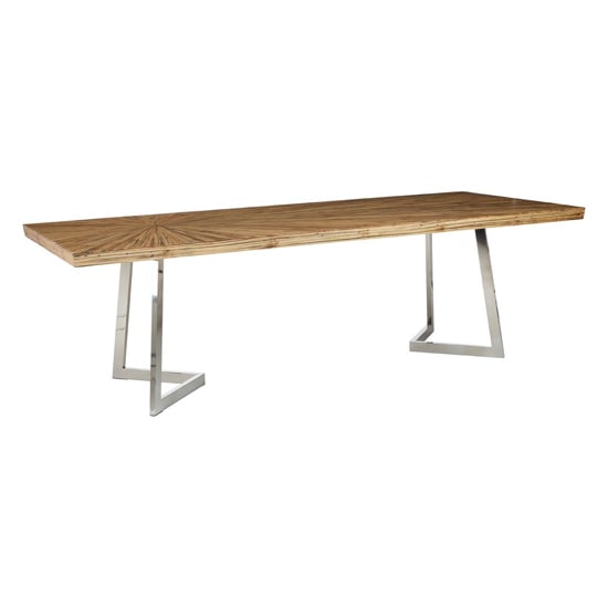 Product photograph of Gaberot Wooden Dining Table With Silver Steel Base In Natural from Furniture in Fashion