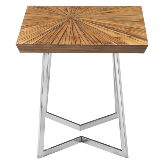 Gaberot Wooden Side Table With Silver Steel Base In Natural_4