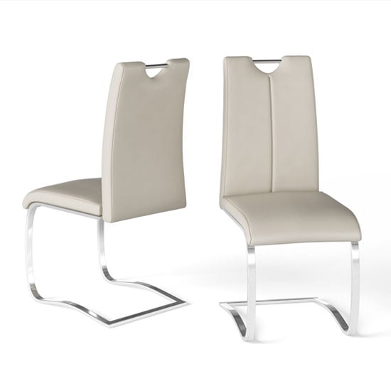 Product photograph of Gerrans Cream Faux Leather Dining Chair In A Pair from Furniture in Fashion