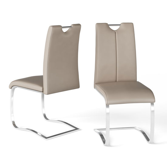 Read more about Gerrans taupe faux leather dining chair in a pair