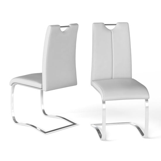 Product photograph of Gerrans White Faux Leather Dining Chair In A Pair from Furniture in Fashion