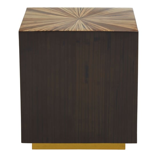 Gablet Square Wooden Side Table With Gold Base In Dark Brown_2