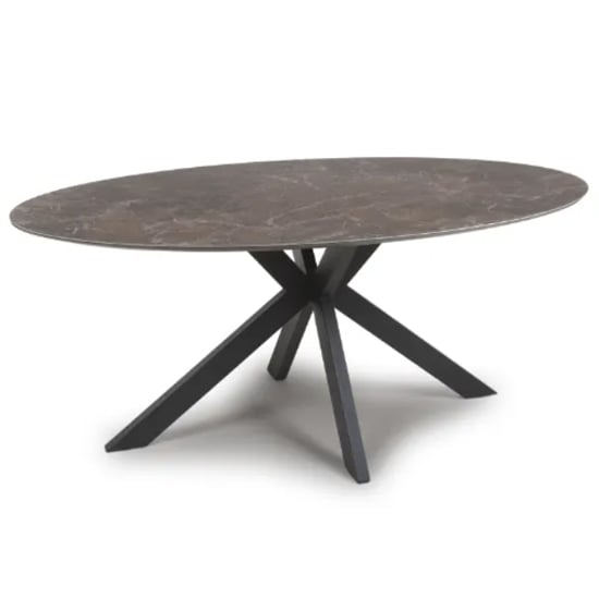 Gabri Sintered Stone Dining Table Oval In Marbled Effect
