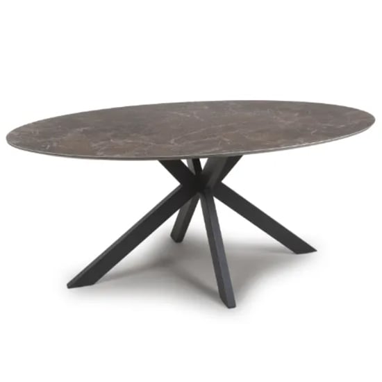 Product photograph of Gabri Sintered Stone Dining Table Oval In Marbled Effect from Furniture in Fashion