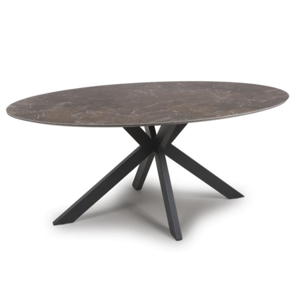 Gabri Sintered Stone Oval Dining Table In Black