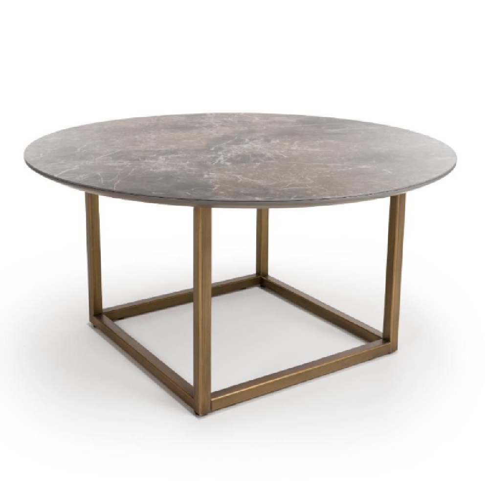 Gabri Sintered Stone Round Coffee Table In Grey