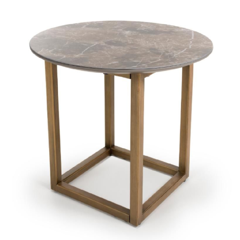Gabri Sintered Stone Round End Table In Grey