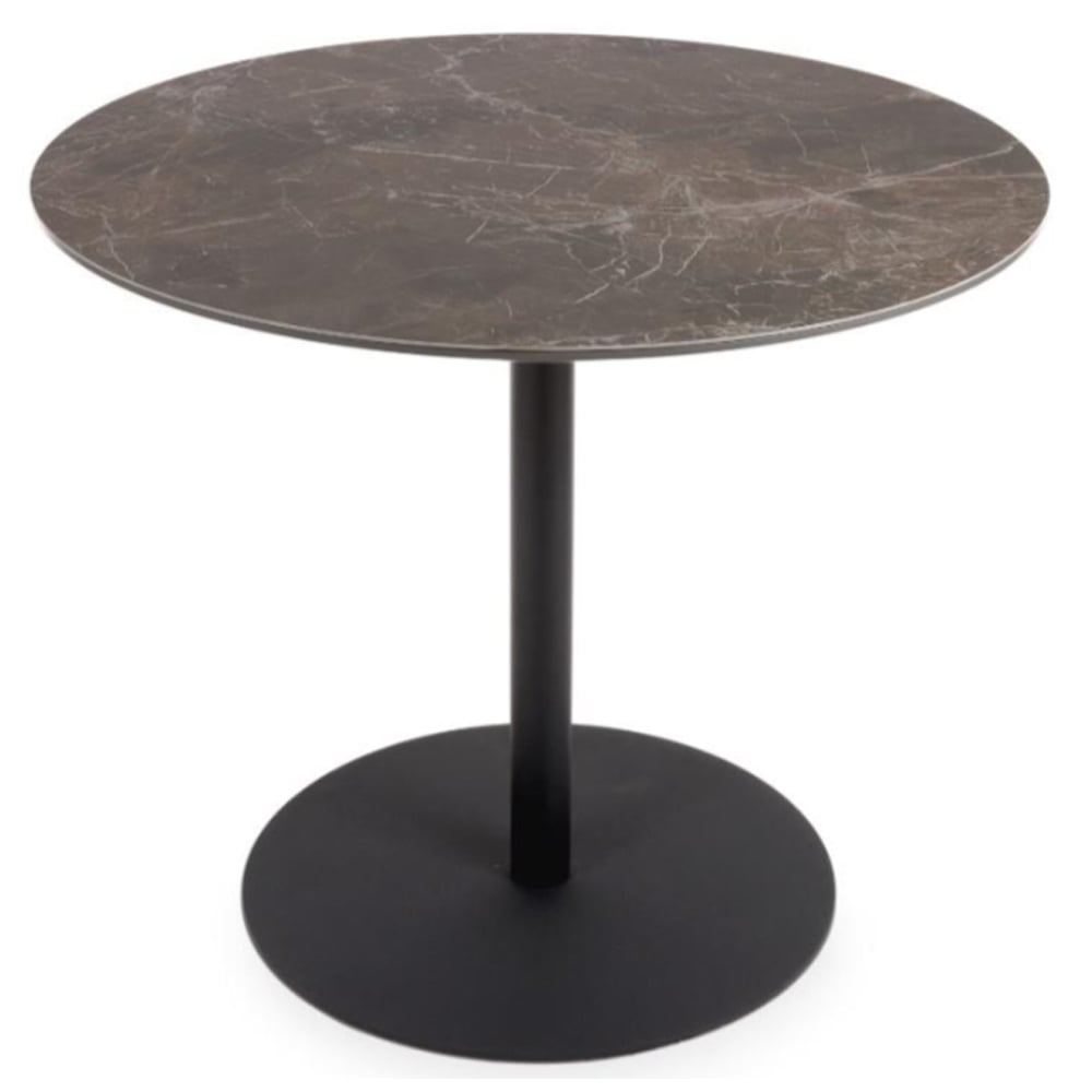 Gabri Small Sintered Stone Round Dining Table In Black