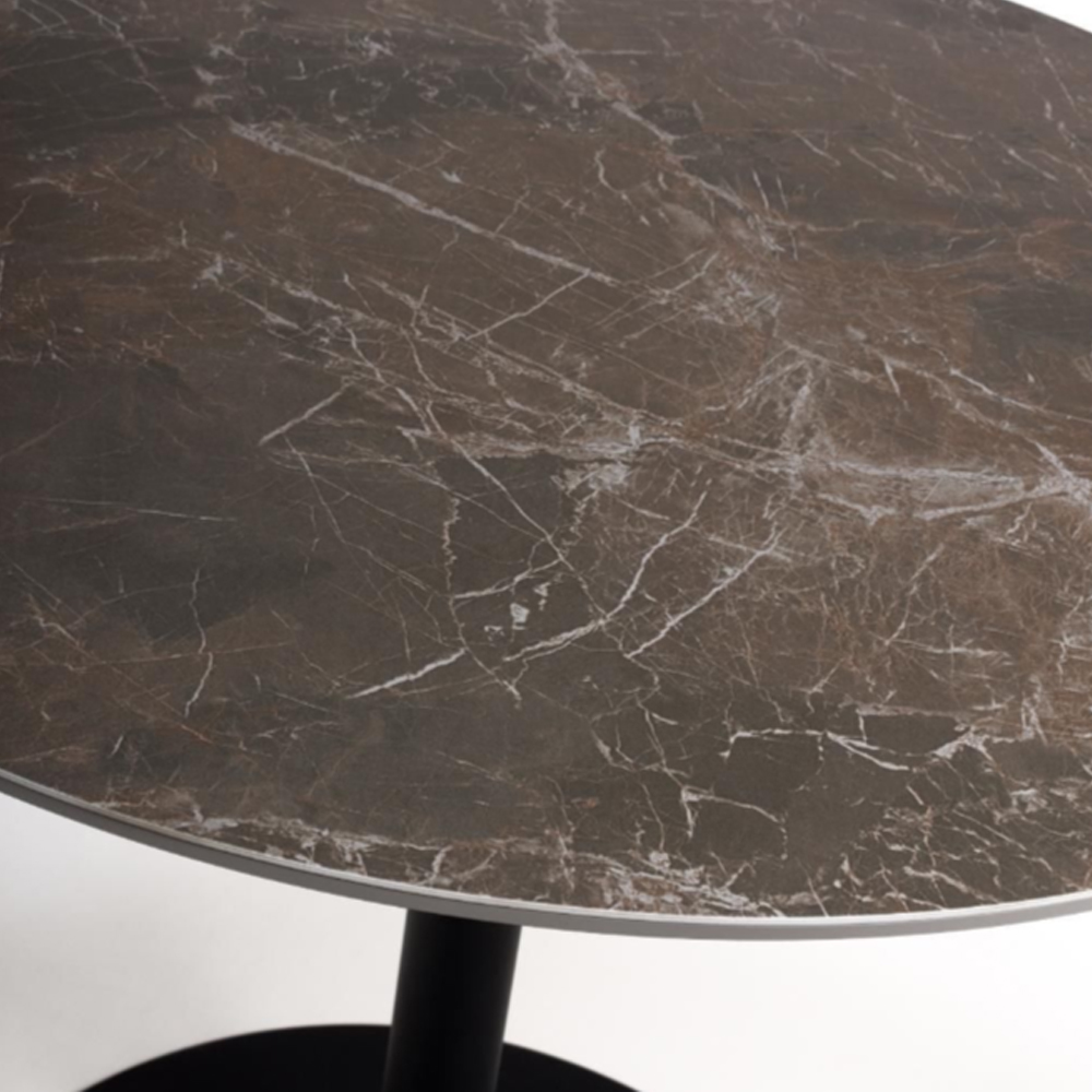 Gabri Small Sintered Stone Round Dining Table In Black