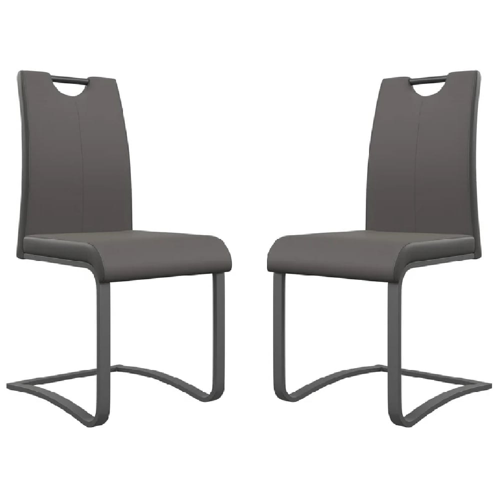 Read more about Gerrans grey leather dining chairs with grey legs in pair