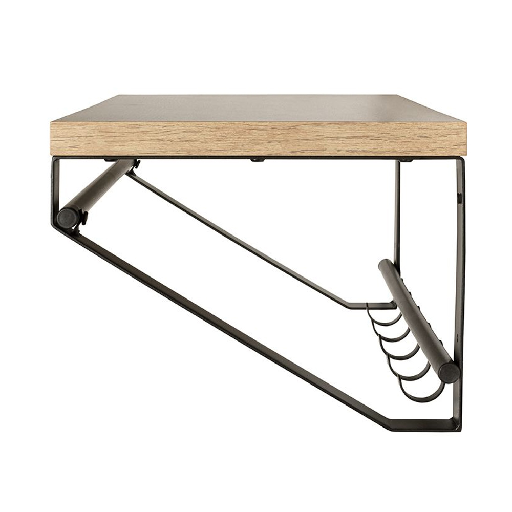 Gadsden Metal Wall Coat Rack With Oak Shelf In Black