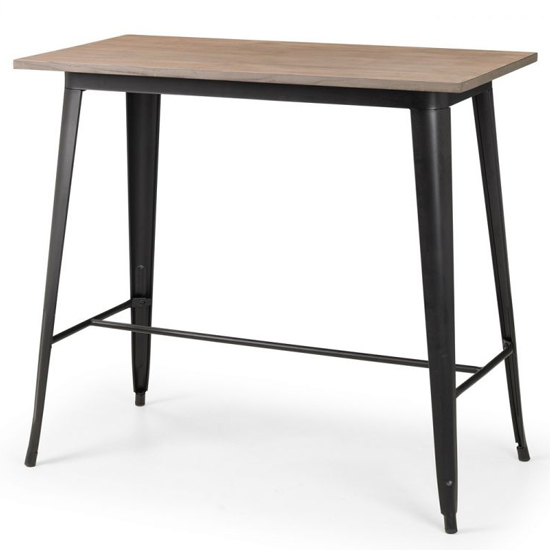 Gael Bar Table In Mocha Elm With 4 Lakia Mustard Stools