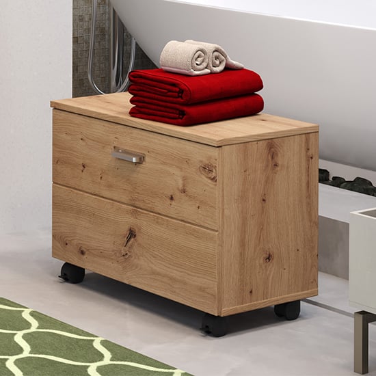 Product photograph of Gaep Bathroom Seating Storage Unit In Artisan Oak from Furniture in Fashion