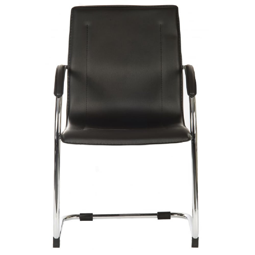 Gaffney Leather Home And Office Chair With Chrome Legs In Black