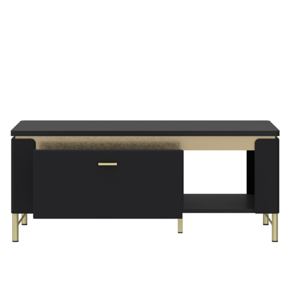 Gaffney Wooden Coffee Table With 1 Drawer In Matt Black And Gold