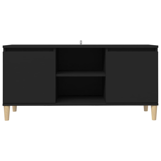 Gafna Wooden TV Stand In Black With Solid Wood Legs