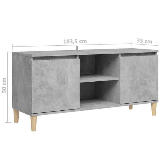 Gafna Wooden TV Stand In Concrete Effect With Solid Wood Legs