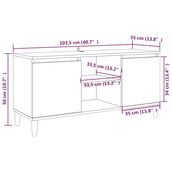 Gafna Wooden TV Stand In Grey Sonoma Oak With Solid Wood Legs