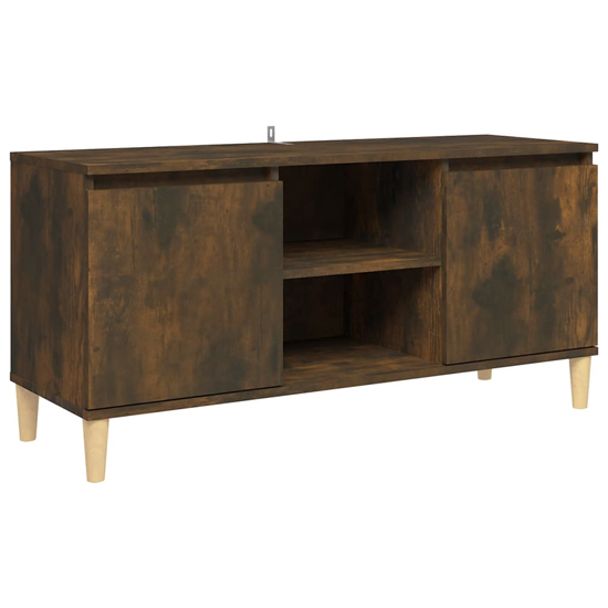 Gafna Wooden TV Stand In Smoked Oak With Solid Wood Legs