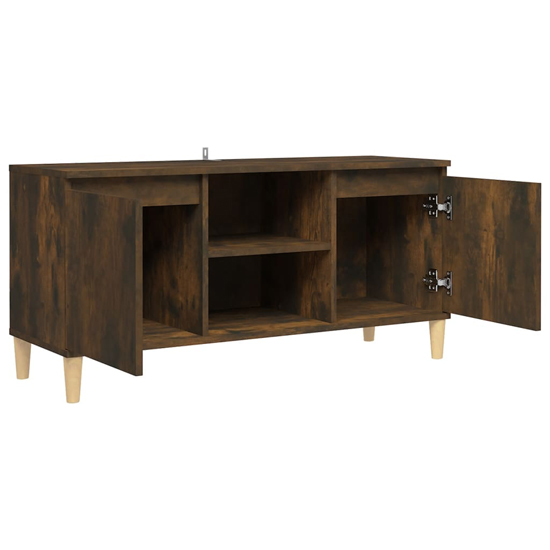 Gafna Wooden TV Stand In Smoked Oak With Solid Wood Legs