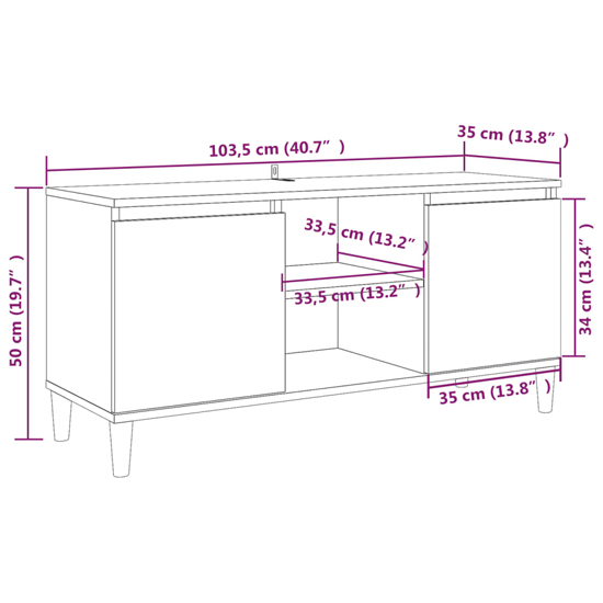 Gafna Wooden TV Stand In Smoked Oak With Solid Wood Legs