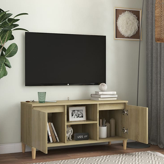Gafna Wooden TV Stand In Sonoma Oak With Solid Wood Legs
