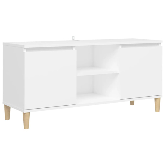 Gafna Wooden TV Stand In White With Solid Wood Legs