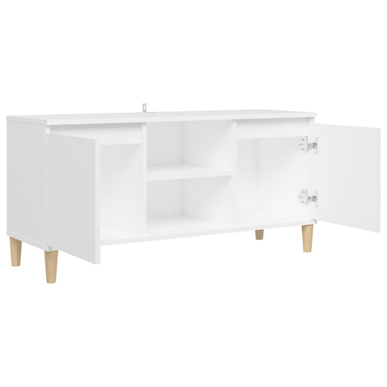 Gafna Wooden TV Stand In White With Solid Wood Legs