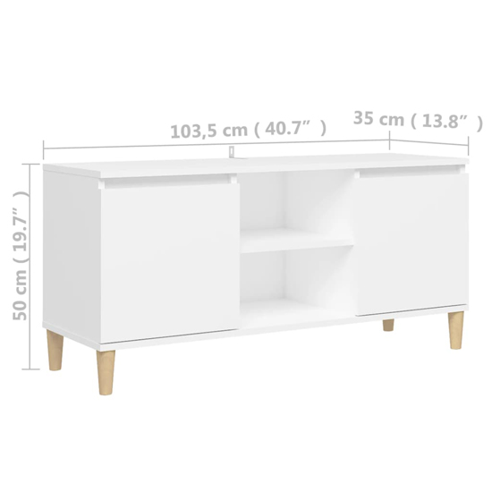 Gafna Wooden TV Stand In White With Solid Wood Legs