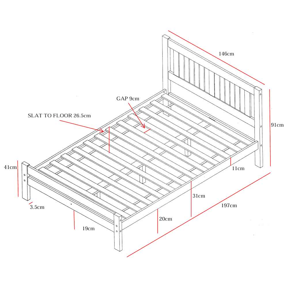 Gail Wooden Double Bed In White