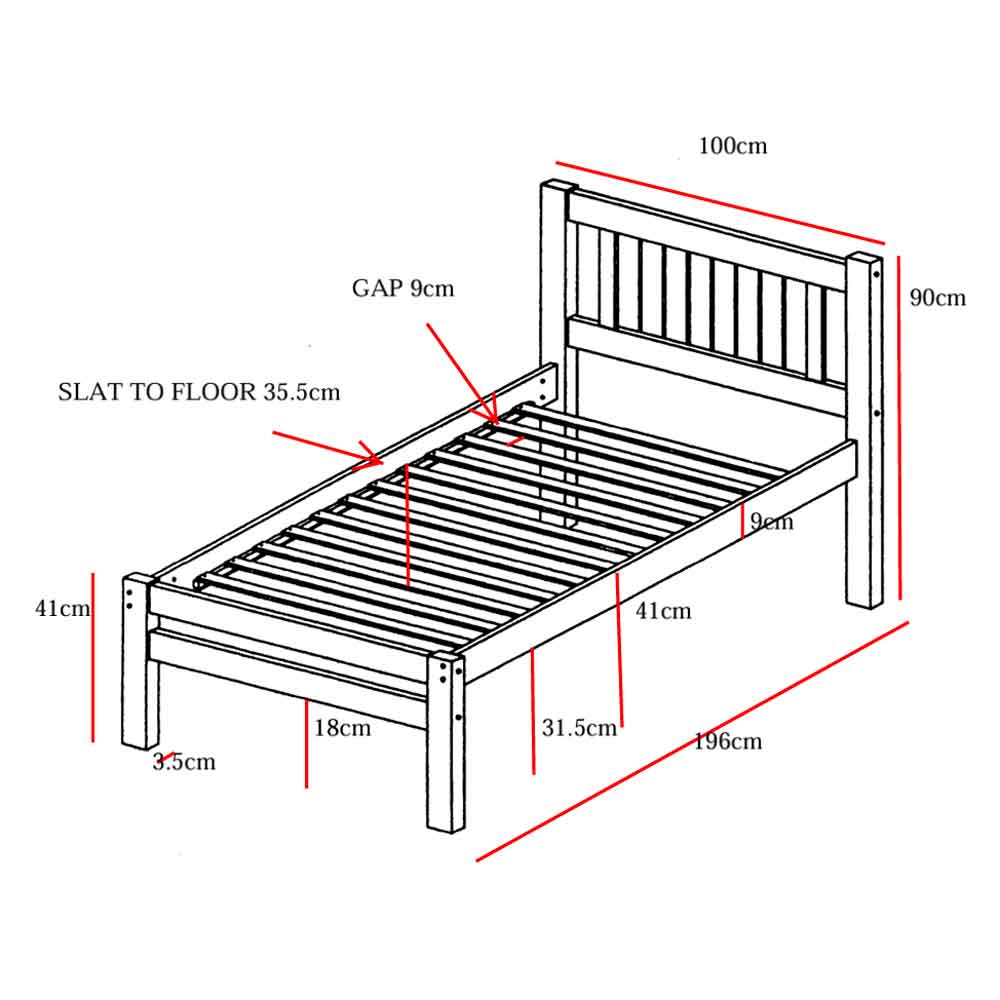 Gail Wooden Single Bed In White