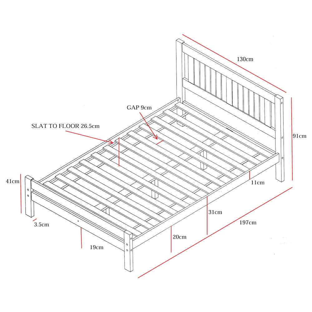 Gail Wooden Small Double Bed In White