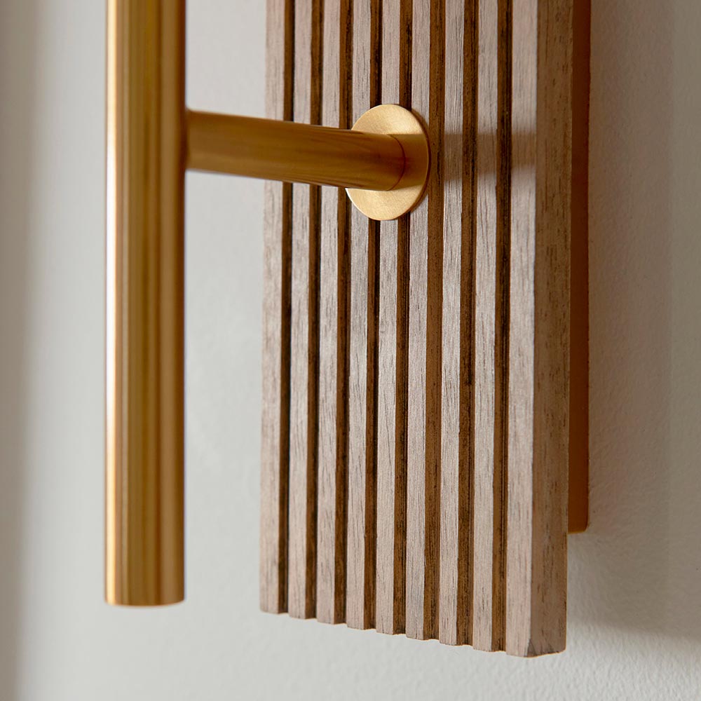 Gainesville Ribbed Glass Wall Light In Vintage Brass