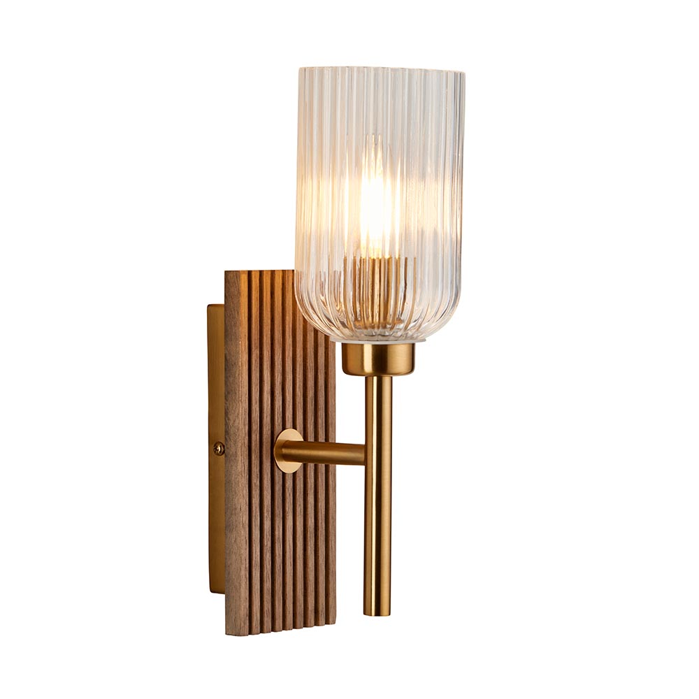 Gainesville Ribbed Glass Wall Light In Vintage Brass