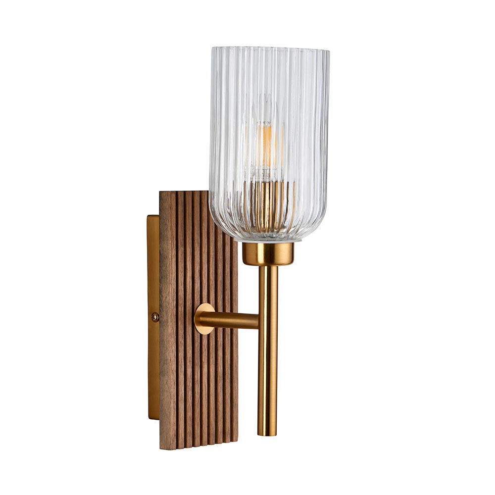 Gainesville Ribbed Glass Wall Light In Vintage Brass