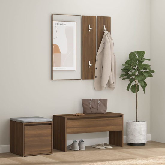 Read more about Gaius wooden hallway furniture set in brown oak