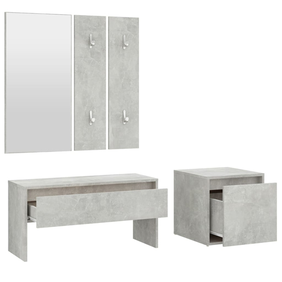 Gaius Wooden Hallway Furniture Set In Concrete Effect_4
