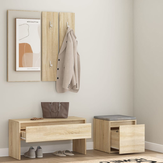 Gaius Wooden Hallway Furniture Set In Sonoma Oak_2