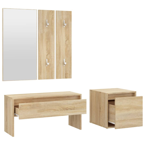 Gaius Wooden Hallway Furniture Set In Sonoma Oak_4