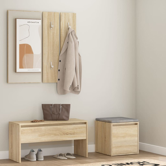 Gaius Wooden Hallway Furniture Set In Sonoma Oak
