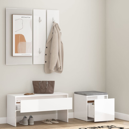 Gaius High Gloss Hallway Furniture Set In White Furniture in Fashion