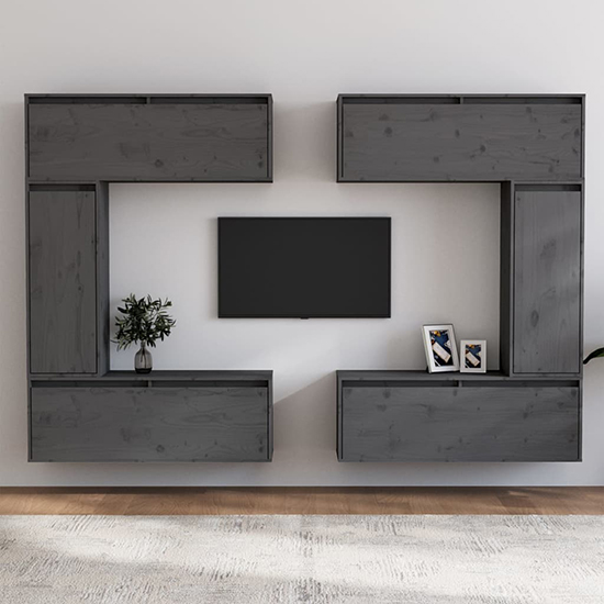 Read more about Gaiva solid pinewood entertainment unit in grey