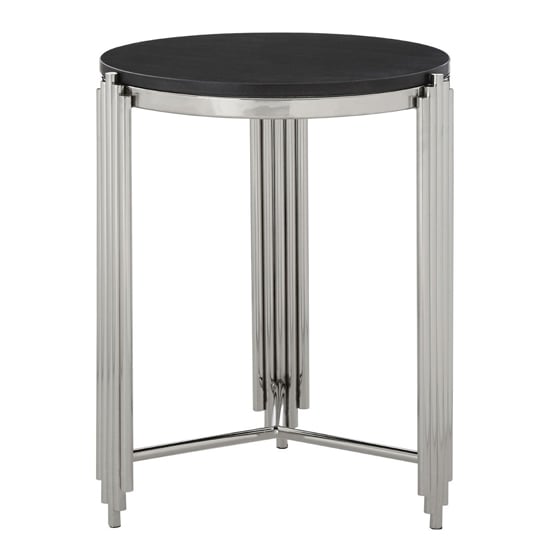Product photograph of Gakyid Round Granite Top Side Table With Stainless Steel Frame from Furniture in Fashion