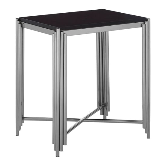 Product photograph of Gakyid Square Granite Top Side Table With Stainless Steel Frame from Furniture in Fashion