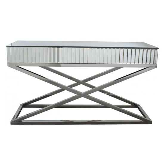 Gala Mirrored Wooden Console Table In Silver_2
