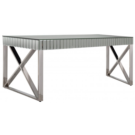 Gala Mirrored Wooden Dining Table In Silver FiF